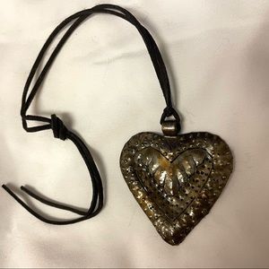 Hammered Metal Heart Pendant Necklace